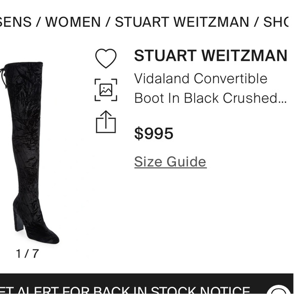 Stuart Weitzman Vidaland Black Stretch Crushed Velvet OTK Boots. Size 8 Women - Picture 3 of 6
